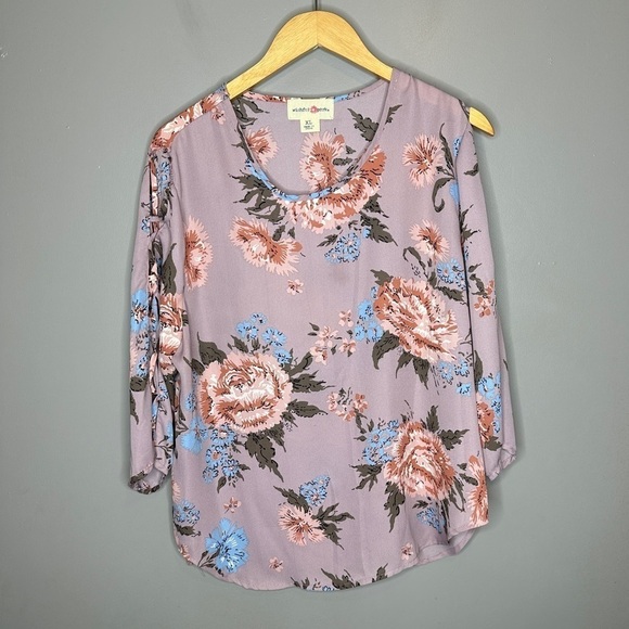Wishful park floral cold shoulder long sleeve top - Picture 1 of 7